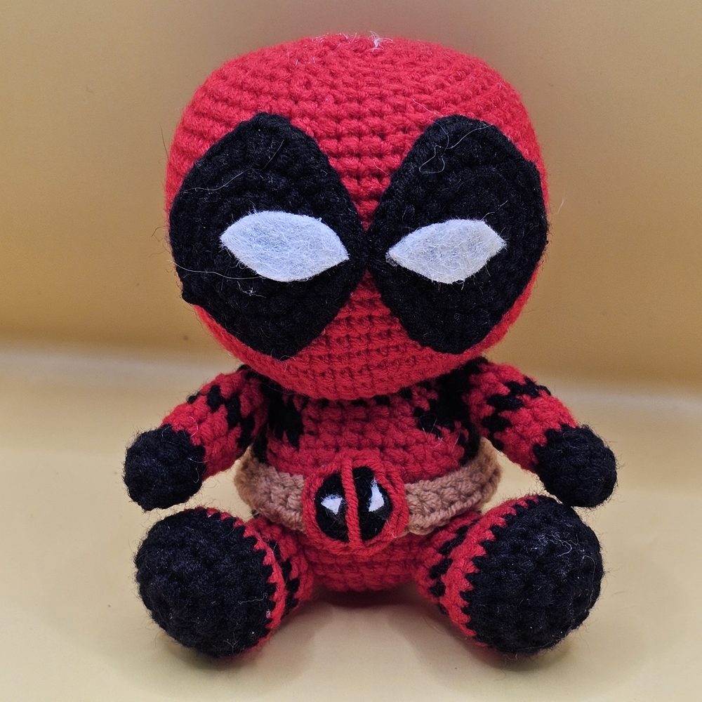 Crochet Superhero Plush Toy in Red and Black